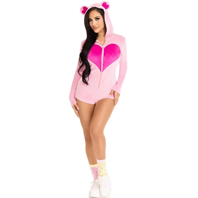 LEG AVENUE - TEDDY BEAR VELVET BODYSUIT PINK S