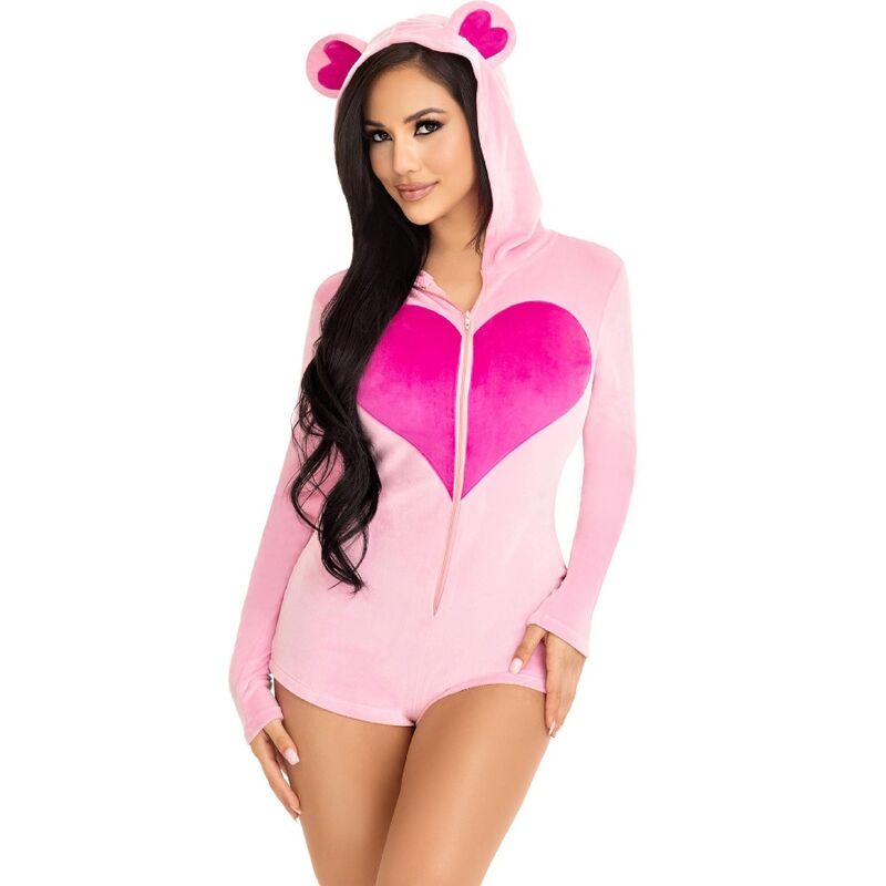 LEG AVENUE - TEDDY BEAR VELVET BODYSUIT PINK M