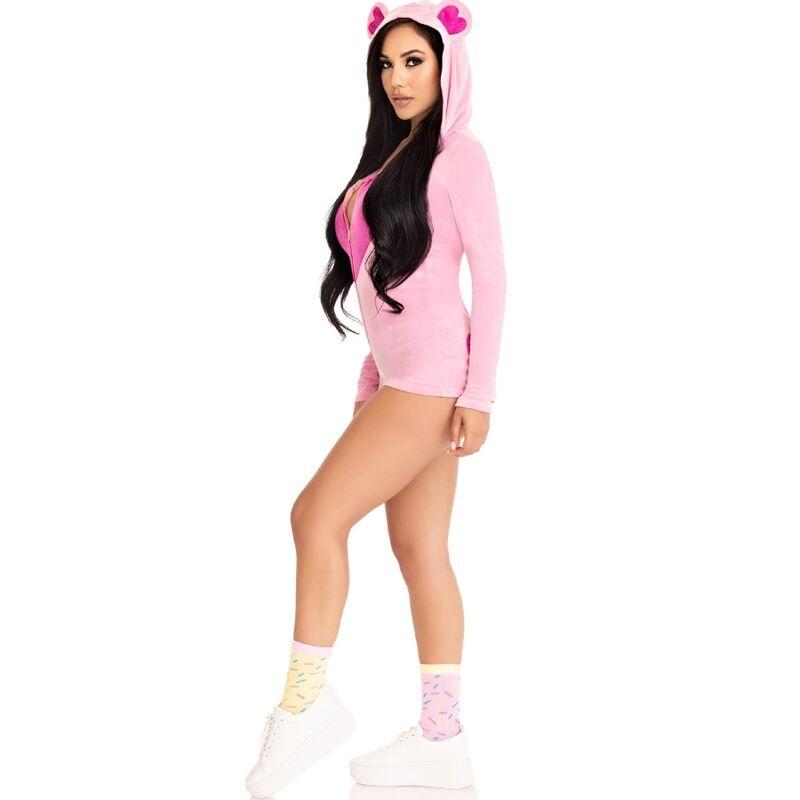 LEG AVENUE - TEDDY BEAR VELVET BODYSUIT PINK M