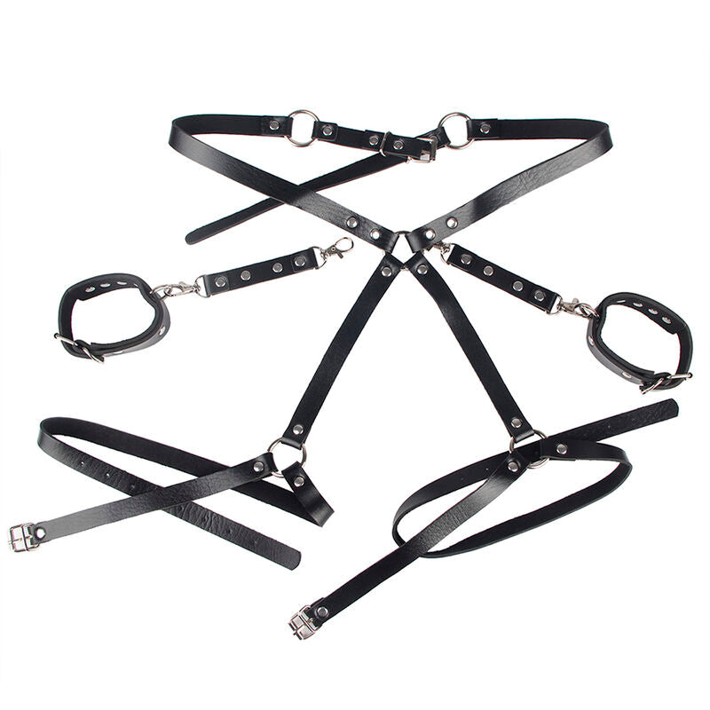 SUBBLIME - 953690 HANDCUFFS WITH BONDAGE BELT BLACK ONE SIZE