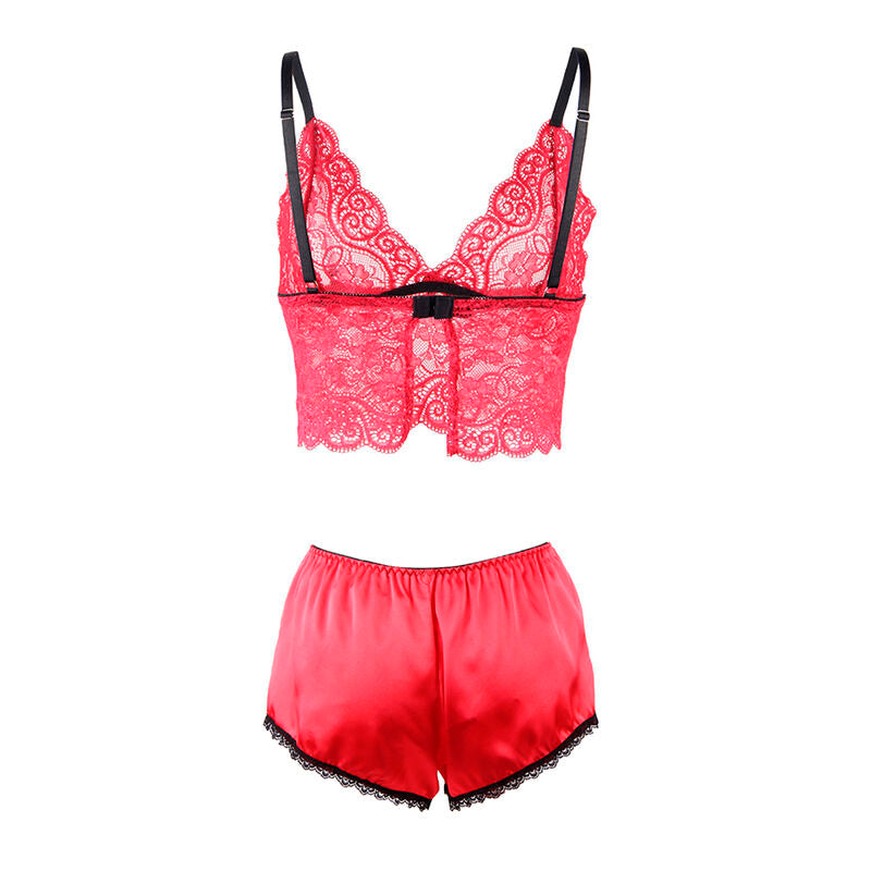 SUBBLIME - 953898 SILK AND LACE NIGHTGOWN + PANTIES RED S/M