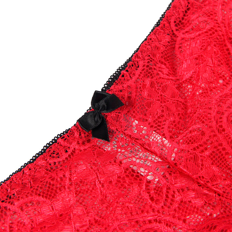 SUBBLIME - 953898 SILK AND LACE NIGHTGOWN + PANTIES RED S/M