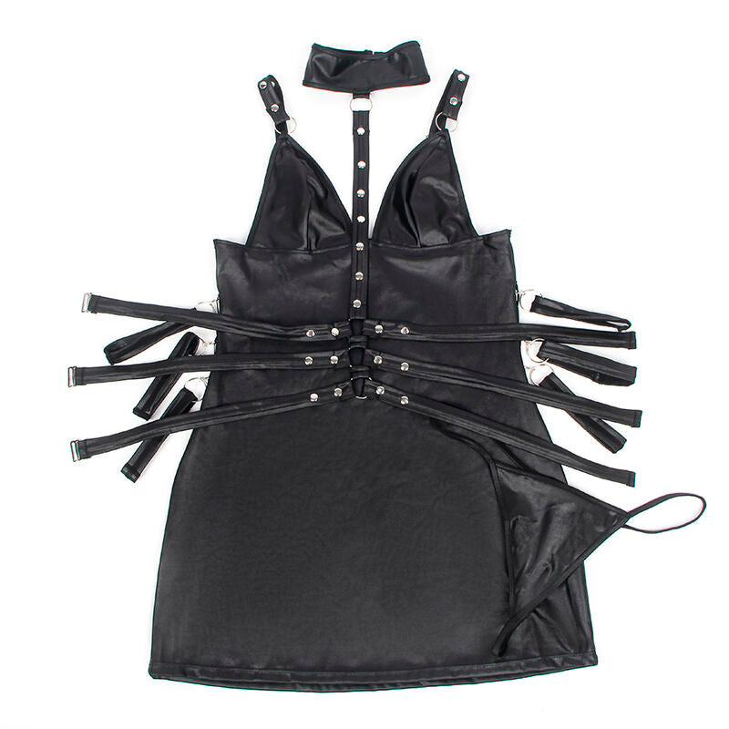 SUBBLIME - 954406 LEATHER BONDAGE DRESS BLACK S/M