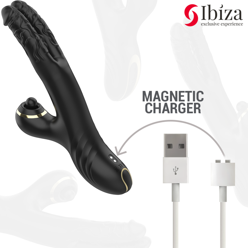 IBIZA - TWO DRAGONS DOUBLE VIBRATOR BLACK