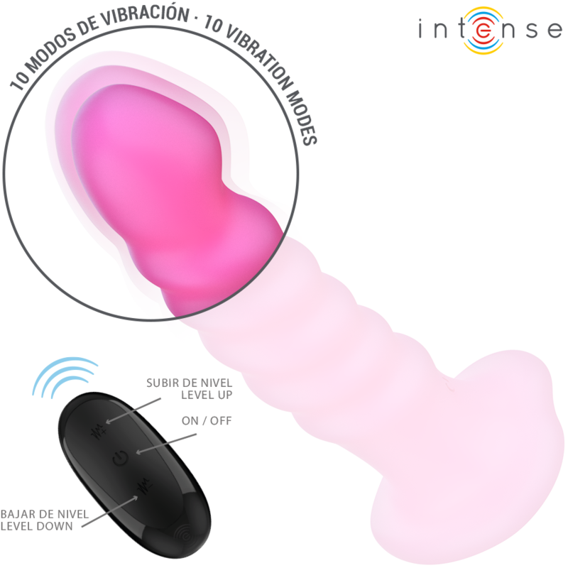 INTENSE - CINDY VIBRATOR SIZE L SPIRAL DESIGN 10 VIBRATIONS PINK REMOTE CONTROL