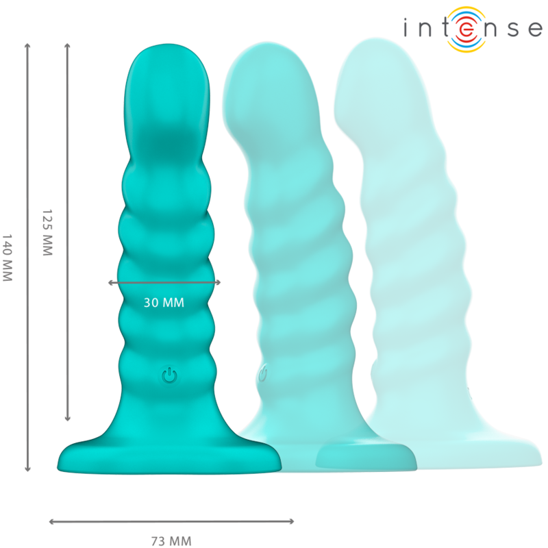 INTENSE - BUFFY VIBRATOR SIZE S SPIRAL DESIGN 10 VIBRATIONS BLUE REMOTE CONTROL