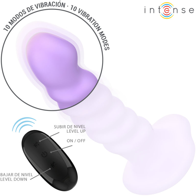 INTENSE - BRENDA VIBRATOR SIZE M SPIRAL DESIGN 10 VIBRATIONS PURPLE REMOTE CONTROL