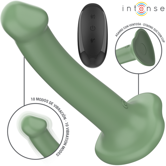 INTENSE - BECCA VIBRATOR WITH SUCTION CUP 10 VIBRATIONS GREEN REMOTE CONTROL