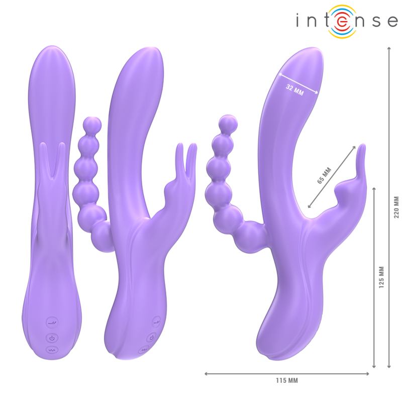 INTENSE - MIKO TRIPLE VIBRATOR RABBIT & STIMULATOR & ANAL 7 VIBRATIONS PURPLE