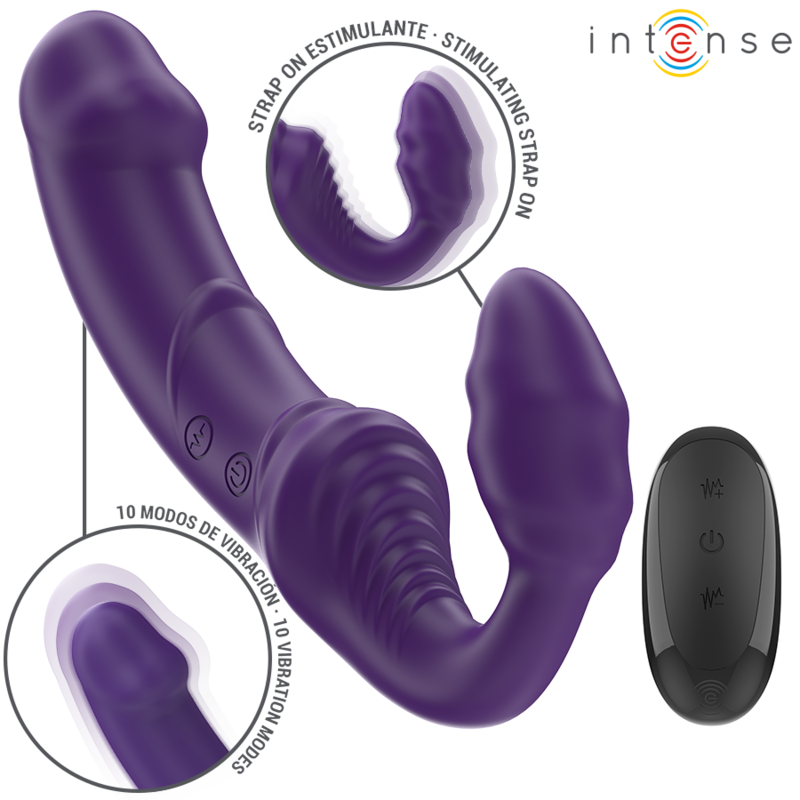 INTENSE - JILL DOUBLE VIBRATOR 20 CM PURPLE REMOTE CONTROL