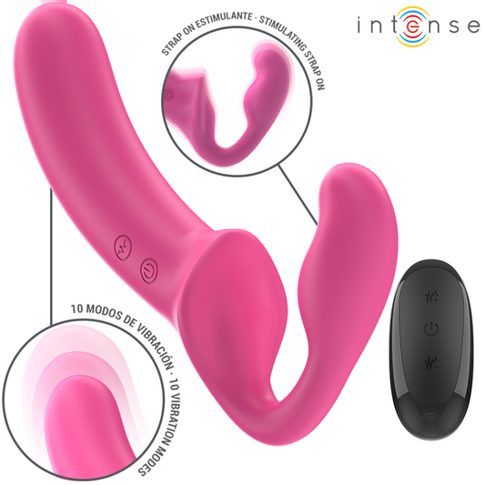 INTENSE - AMY DOUBLE VIBRATOR 20 CM PINK REMOTE CONTROL