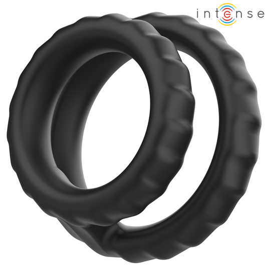 INTENSE - DEWEY DOUBLE SILICONE PENIS RING BLACK MODEL 2