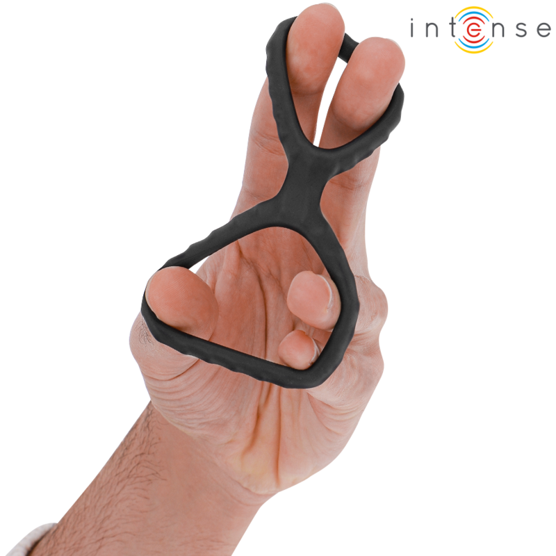 INTENSE - DEWEY DOUBLE SILICONE PENIS RING BLACK MODEL 2