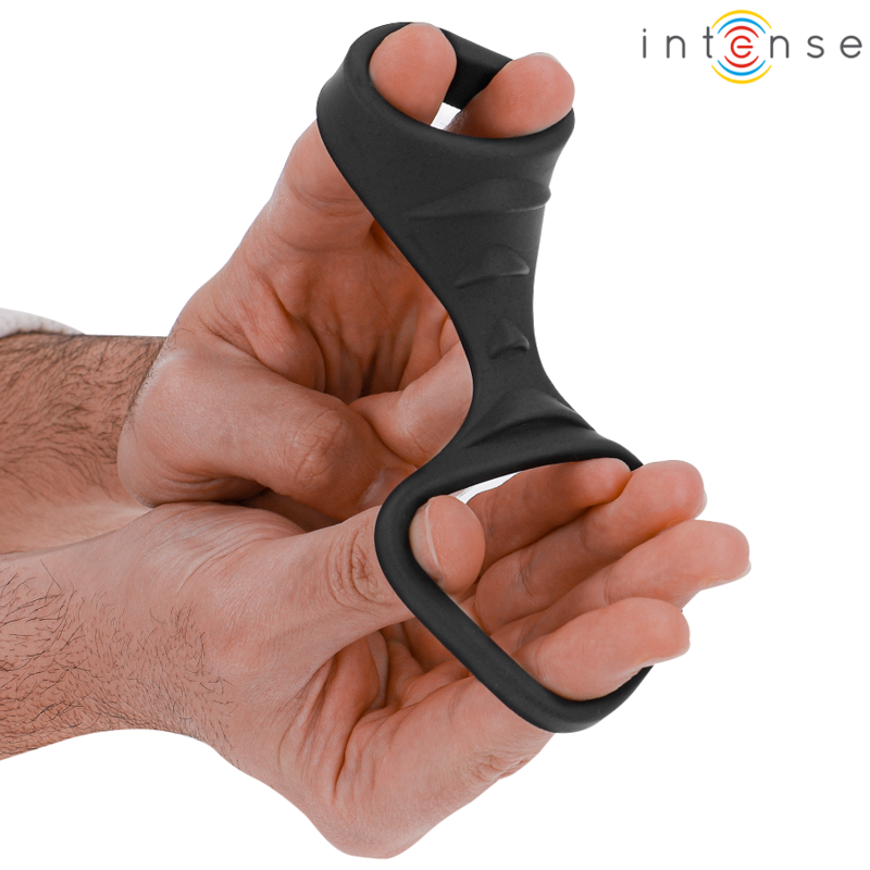 INTENSE - THEO DOUBLE SILICONE PENIS RING BLACK MODEL 3