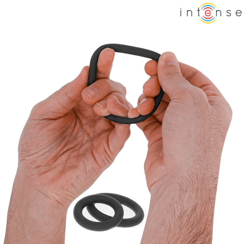 INTENSE - HUGH 3 BASIC SILICONE PENIS RINGS BLACK