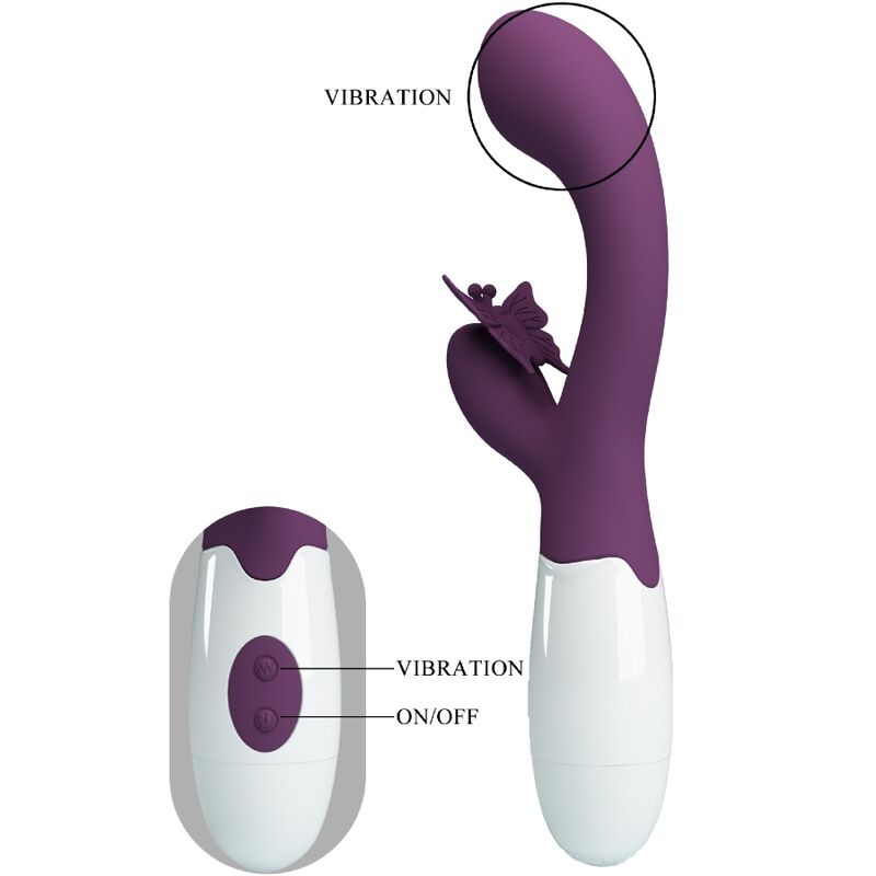 PRETTY LOVE - BUTTERFLY KISS RABBIT VIBRATOR & G-SPOT STIMULATOR PURPLE