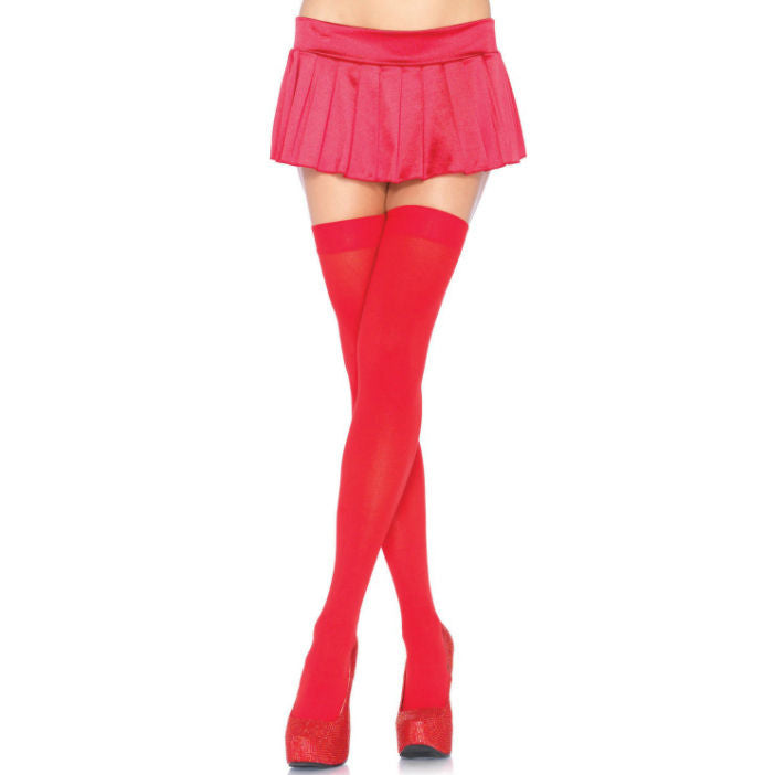 LEG AVENUE - NYLON THIGH HIGHS RED