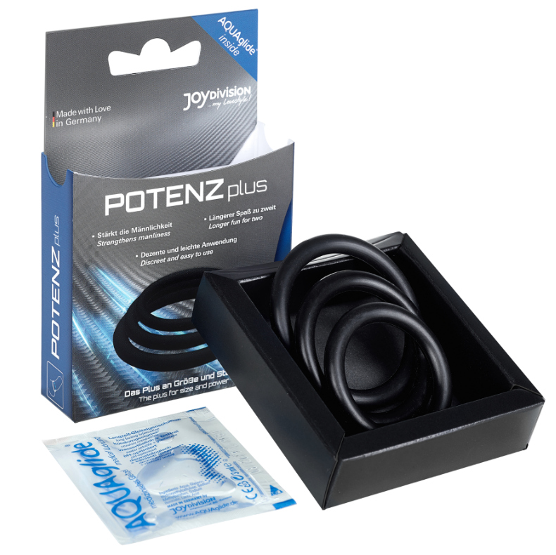 JOYDIVISION POTENZDUO - PLUS 3 BLACK RINGS SET - S, M, L