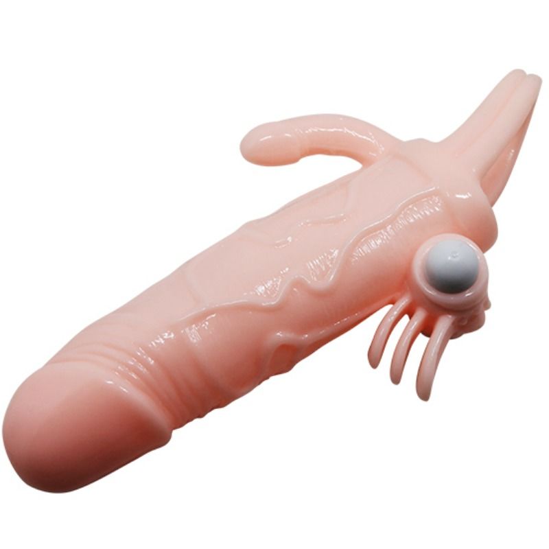 BAILE - BRAVE MAN PENIS COVER WITH CLIT AND ANAL STIMULATION FLESH 16.5 CM