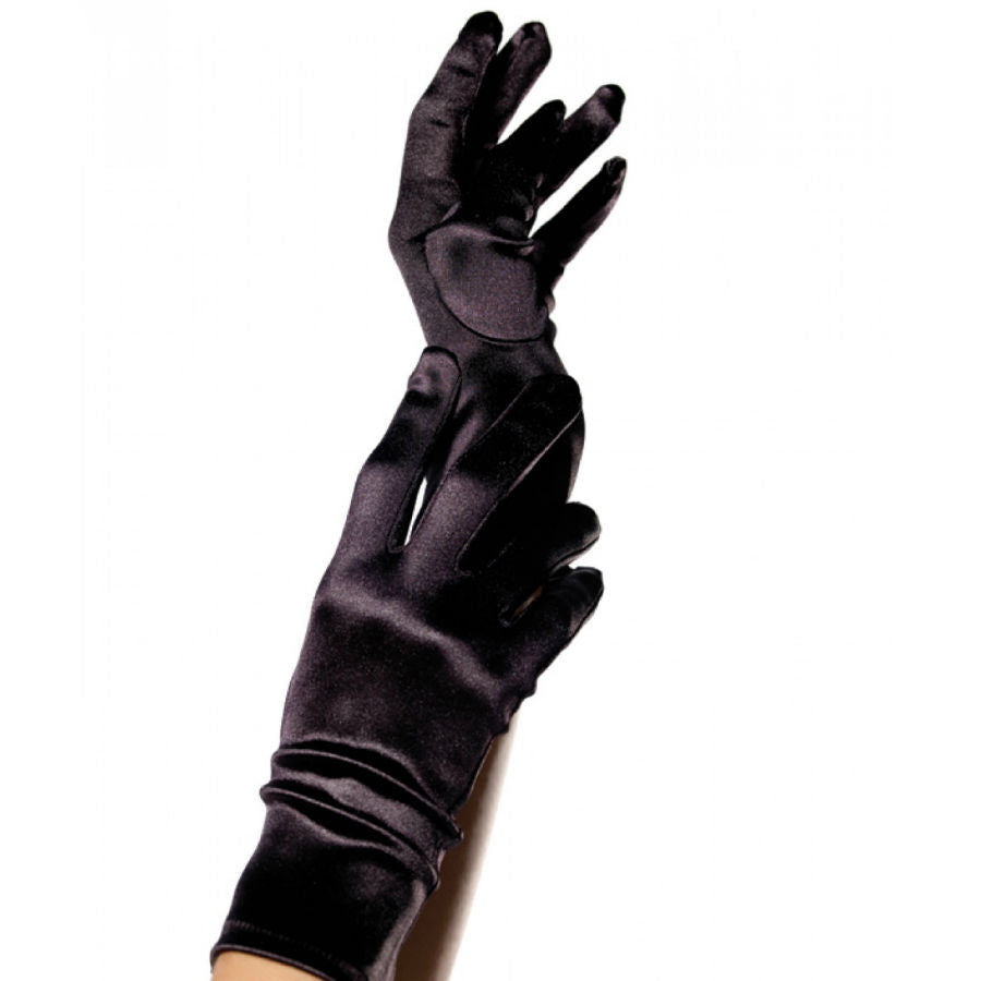 LEG AVENUE - SATIN GLOVES BLACK