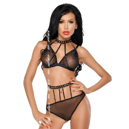 ME-SEDUCE - DOTTY SET TWO PIECES BLACK S/M