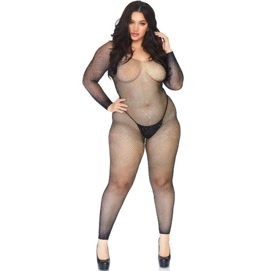 LEG AVENUE - CRYSTALIZED NET BODY STOCKING 1X-2X