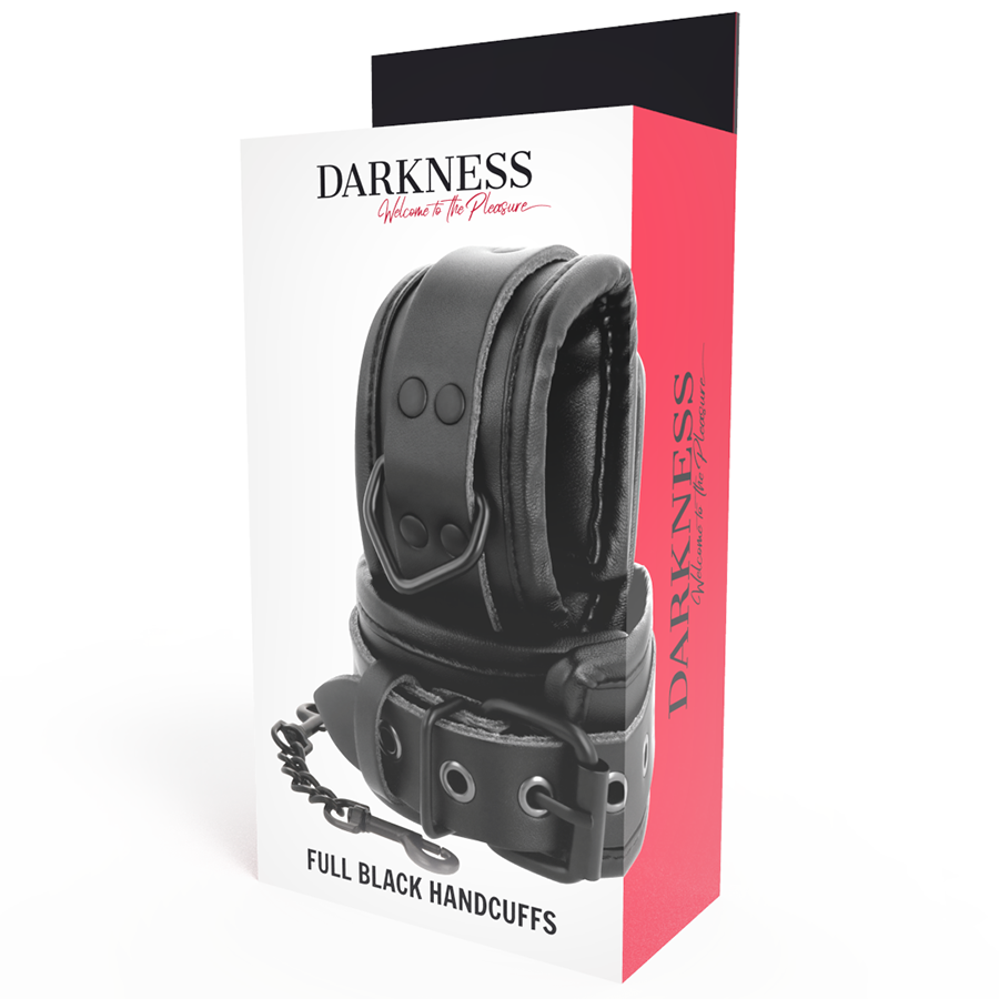 DARKNESS - ADJUSTABLE BLACK LEATHER HANDS HANDCUFFS