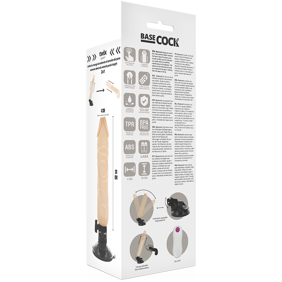 BASECOCK - REALISTIC VIBRATOR REMOTE CONTROL FLESH 20 CM -O- 4 CM