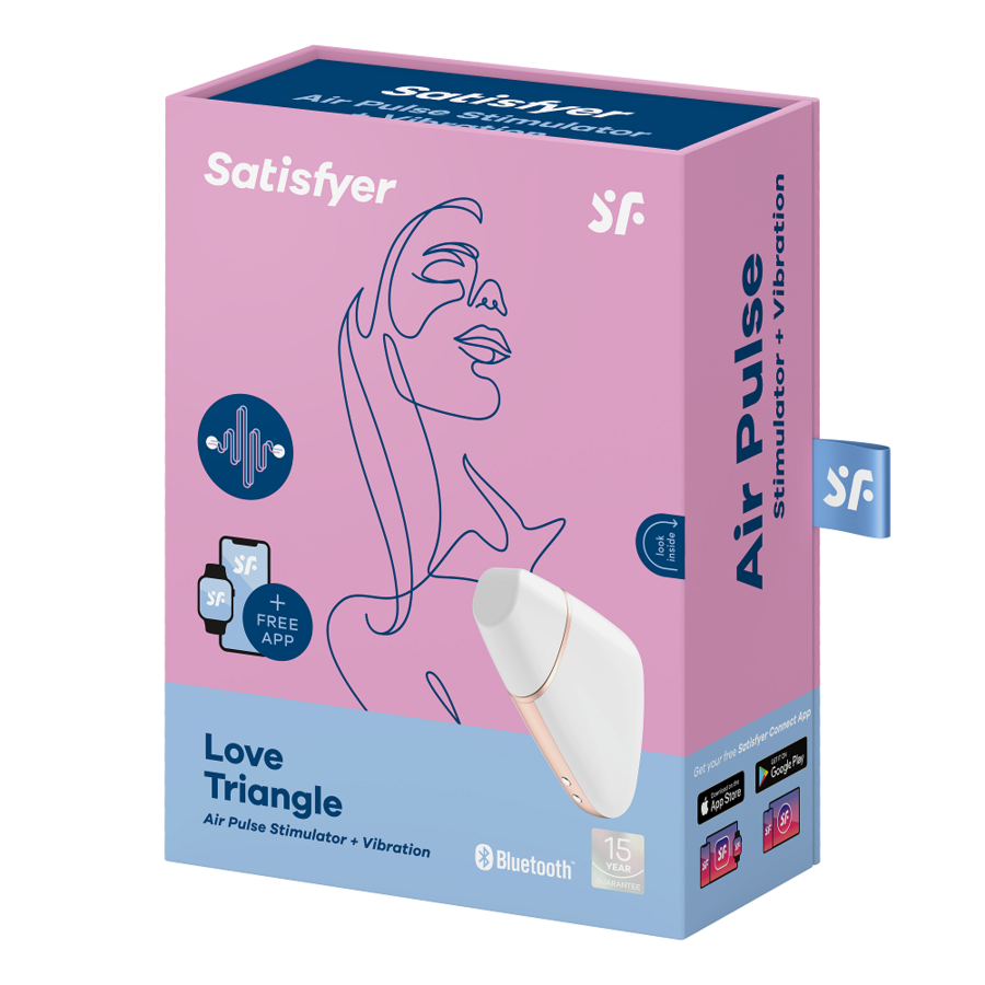 SATISFYER - LOVE TRIANGLE AIR PULSE STIMULATOR & VIBRATOR BLACK