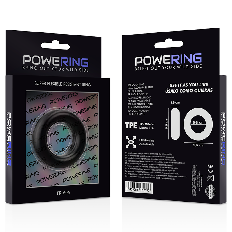 POWERING - SUPER FLEXIBLE AND RESISTANT PENIS RING 5.5CM PR06 BLACK