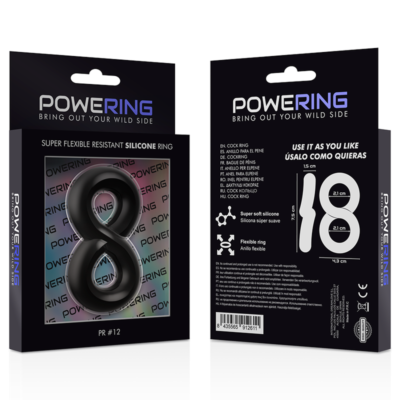 POWERING - SUPER FLEXIBLE AND RESISTANT PENIS AND TESTICLE RING PR12 BLACK