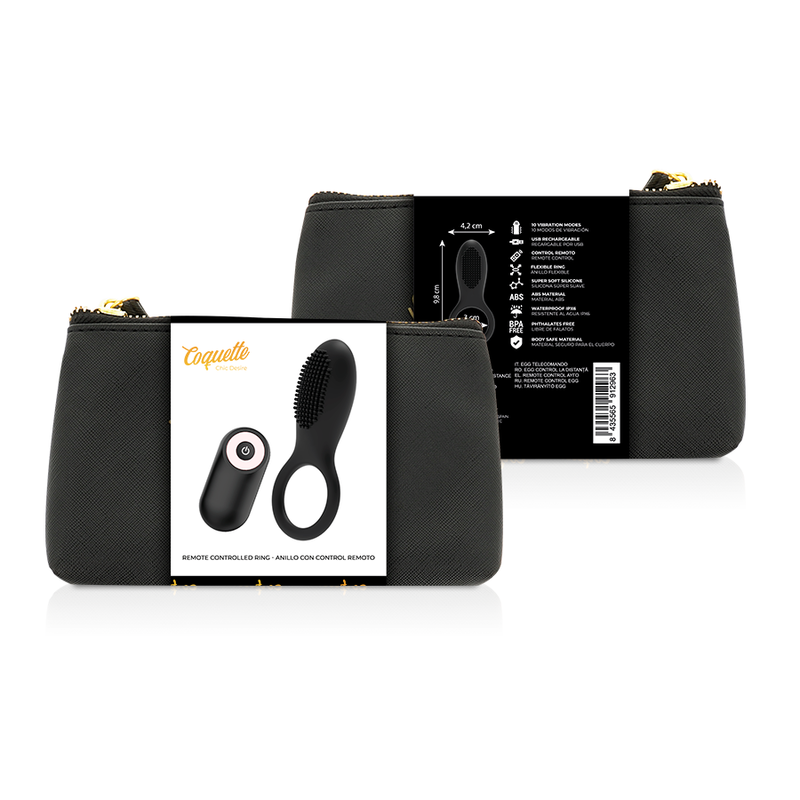 COQUETTE CHIC DESIRE - COCK RING REMOTE CONTROL RECHARGEABLE BLACK/ GOLD