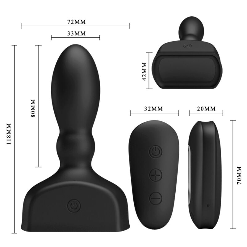 MR PLAY - BLACK INFLATABLE ANAL PLUG REMOTE CONTROL