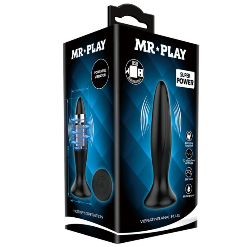 MR PLAY - RECHARGEABLE BLACK VIBRATOR ANAL PLUG