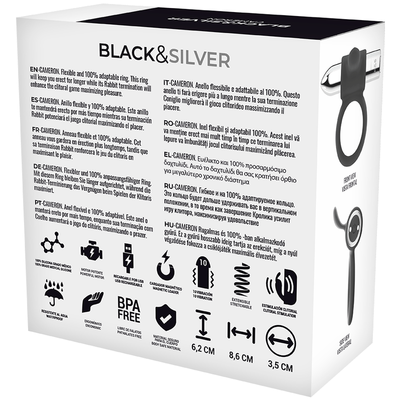 BLACK&SILVER - CAMERON RECHARGEABLE RING SILVER