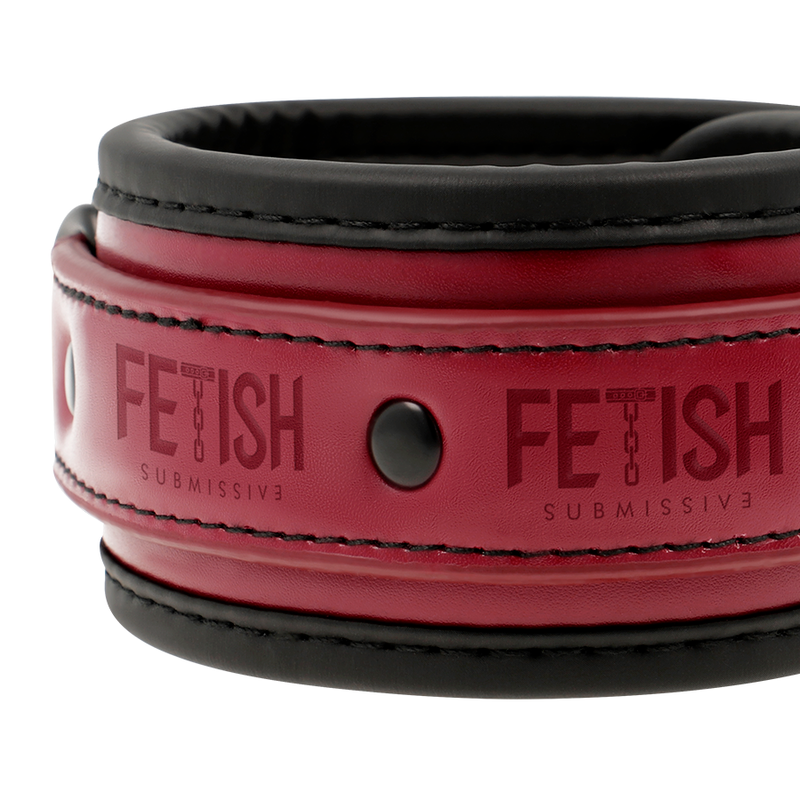 FETISH SUBMISSIVE DARK ROOM - VEGAN LEATHER ANKLE HANDCUFFS WITH NEOPRENE LINING